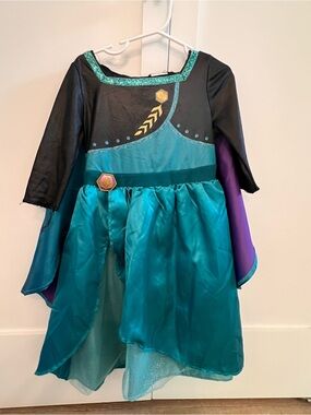 Disney Teal and Black Princess Anna from Frozen Dress with Purple Cape Accent